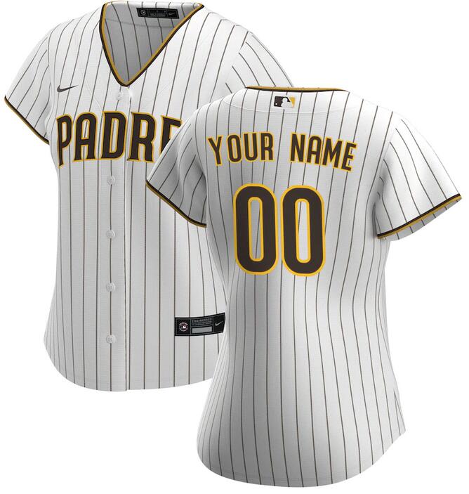 Custom Women San Diego Padres Nike White Home Replica Custom MLB Jersey->san diego padres->MLB Jersey